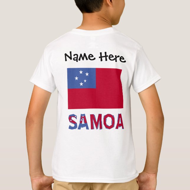 Camiseta Samoa e Sinalizador Samoano com seu nome (Verso)