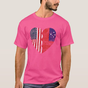 Camiseta Samoan American Flags Heart Estados Unidos Samoa R