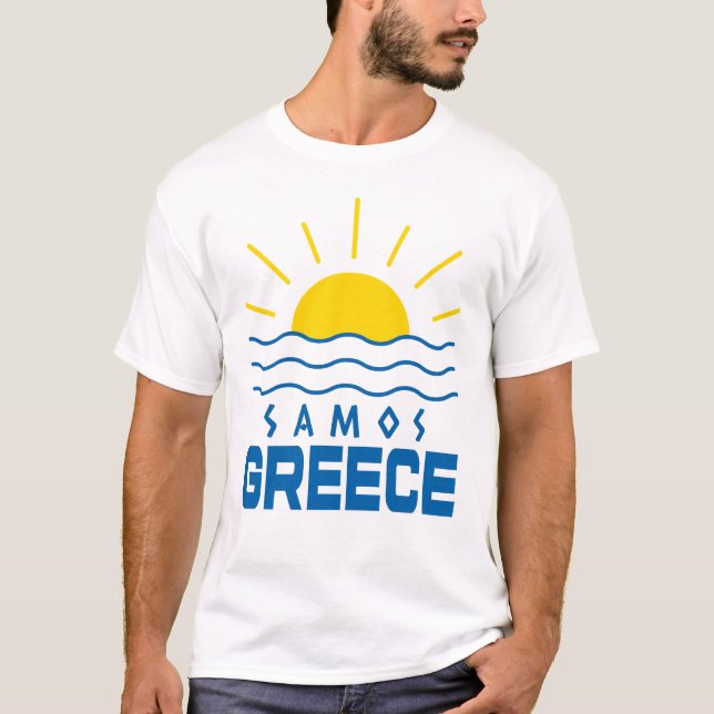 Camiseta Samos Grécia Sol e Branco Masculino (Frente)
