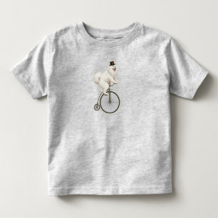 Camiseta Samoyed Antigo em uma Bicicleta Penny-Farthing