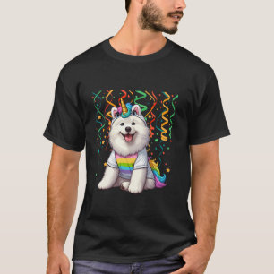 Camiseta Samoyed Cosplay Coloful Unicorn Birthday Kids Todd