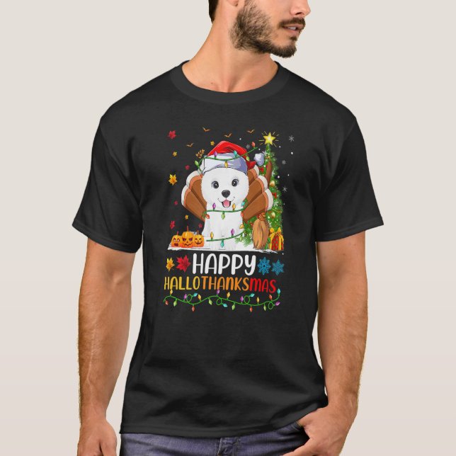 Camiseta Samoyed Dog Happy Samoyed Hellothanksmas (Frente)