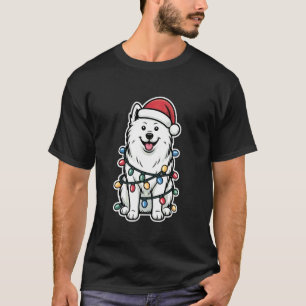 Camiseta Samoyed Envolvido em Luzes de Natal