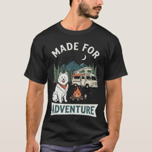 Camiseta Samoyed Feito para Aventura Acampando