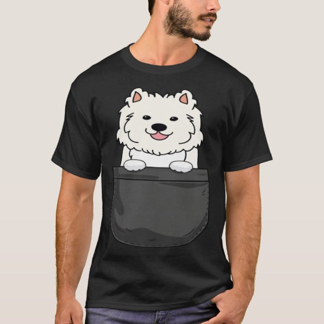 Camiseta Samoyed in pocket  cute mom dad dog (Frente)