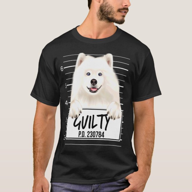 Camiseta Samoyed Mugshot Guilty Dog (Frente)
