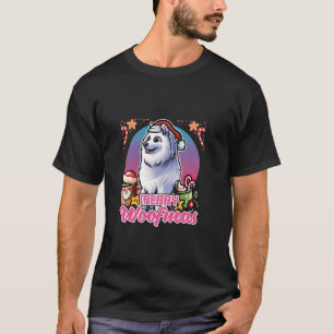 Camiseta Samoyed Papai Noel Café Mug Feliz Cachorro de Nata
