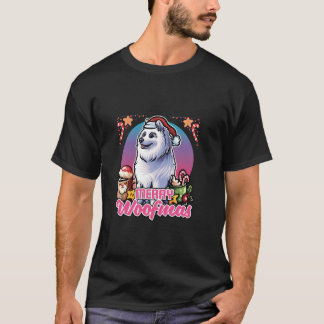 Camiseta Samoyed Papai Noel Café Mug Feliz Cachorro de Nata