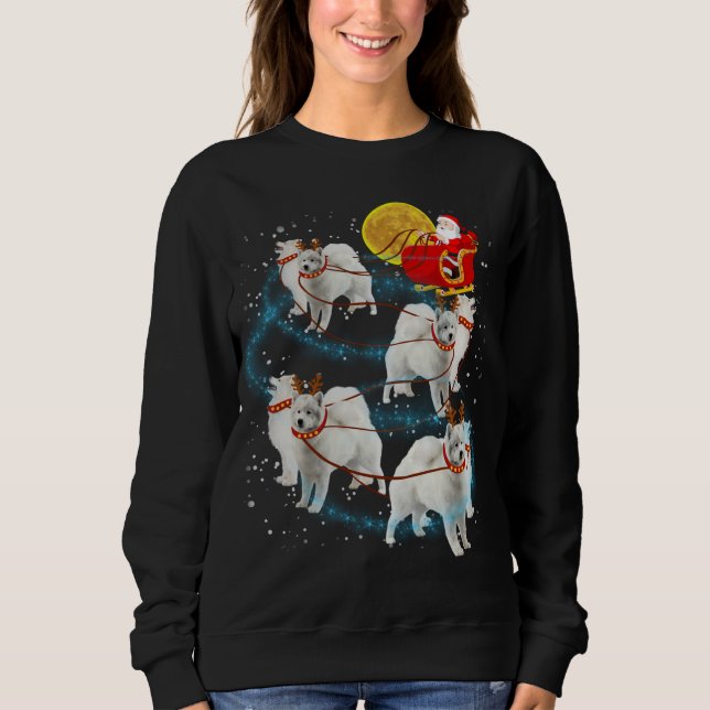 Camiseta Samoyed Reindeer Christmas Lights Pajama (Frente)