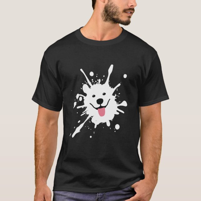 Camiseta Samoyed Splatter Happy Puppy Dog Face (Frente)