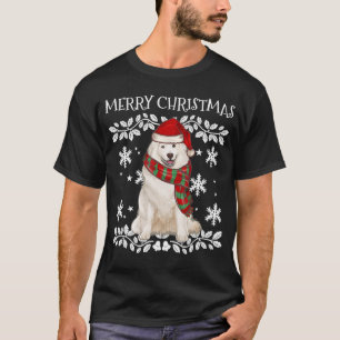 Camiseta Samoyed with Santa Hat Ugly Christmas