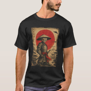 Camiseta Samurai Alienígena OVNI Ficção Científica Japonesa
