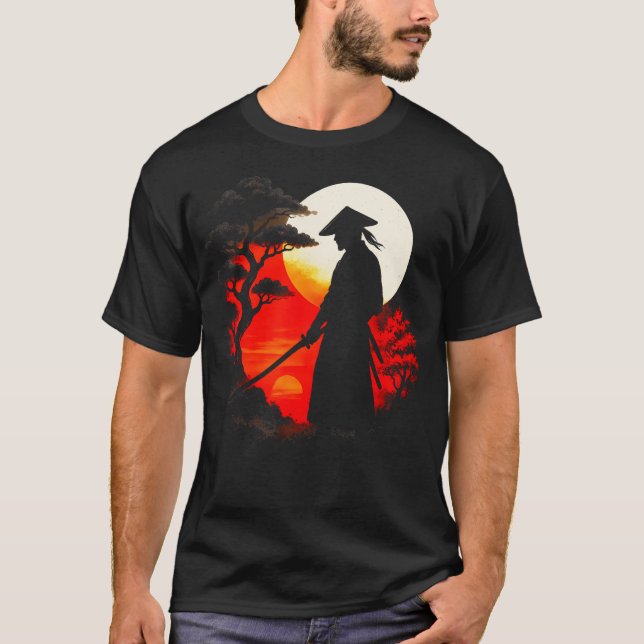 Camiseta Samurai Ao Pôr Do Sol - Japonês (Frente)