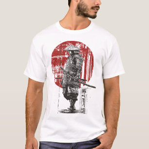 Camiseta Samurai Art Japonês Impressão do Guerreiro Sol V