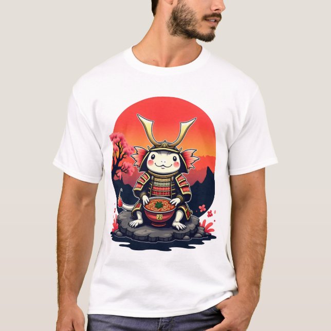 Camiseta Samurai Axolotl com Ramen Bowl (Frente)
