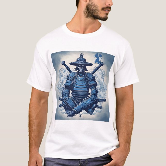 Camiseta samurai azul-âncora (Frente)