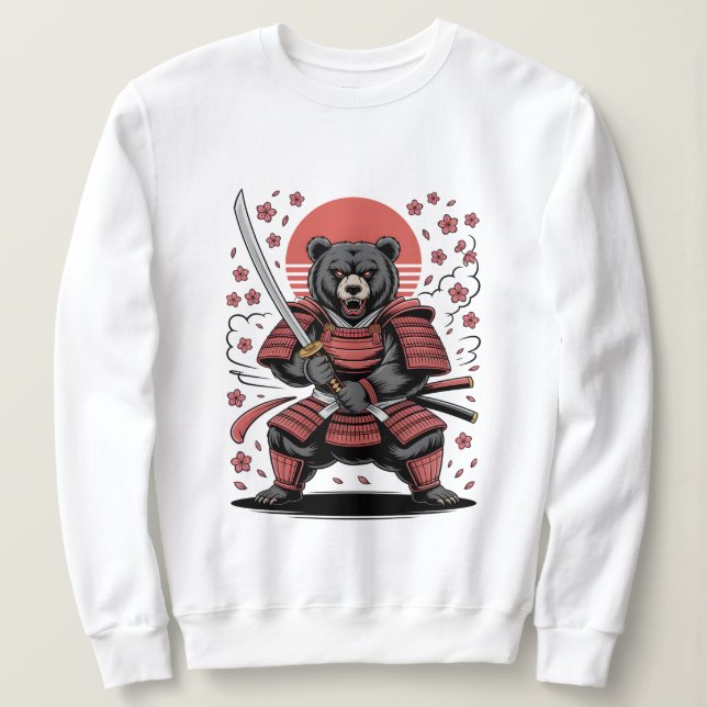 Camiseta Samurai Bear Basic Sweatshirt (Frente do Design)