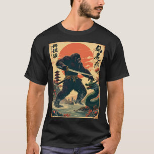 Camiseta Samurai Bigfoot vs Dragão - Arte Mítica de Desativ