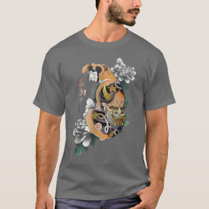 Camiseta Samurai Boer Dog Ukiyoe Flor Japonês L