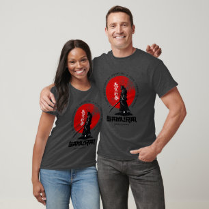 Camiseta Samurai Bushido Disciplina Sol Vermelho Japonês