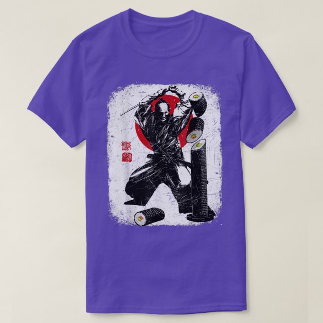 Camiseta Samurai Bushido Sushi Roll Comida Japonesa  (Frente do Design)