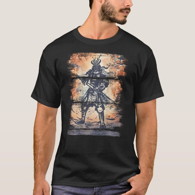 Camiseta Samurai Bushido Warrior Katana Sword de volta (Frente)
