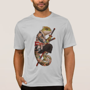Camiseta Samurai Camaleão – Guerreiro Tatuado com Katana