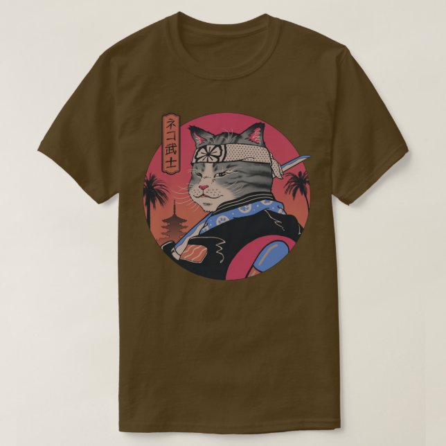 Camiseta Samurai Cat (Frente do Design)