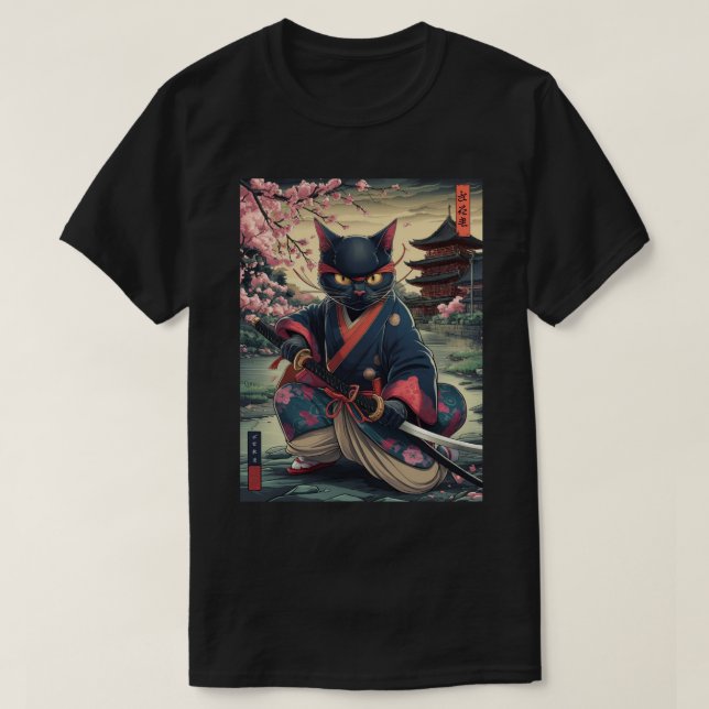 Camiseta Samurai Cat (Frente do Design)