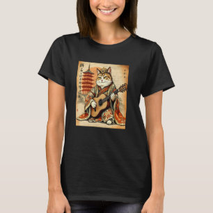 Camiseta Samurai Cat Destrui Arte de Violão do Guerreiro Ja