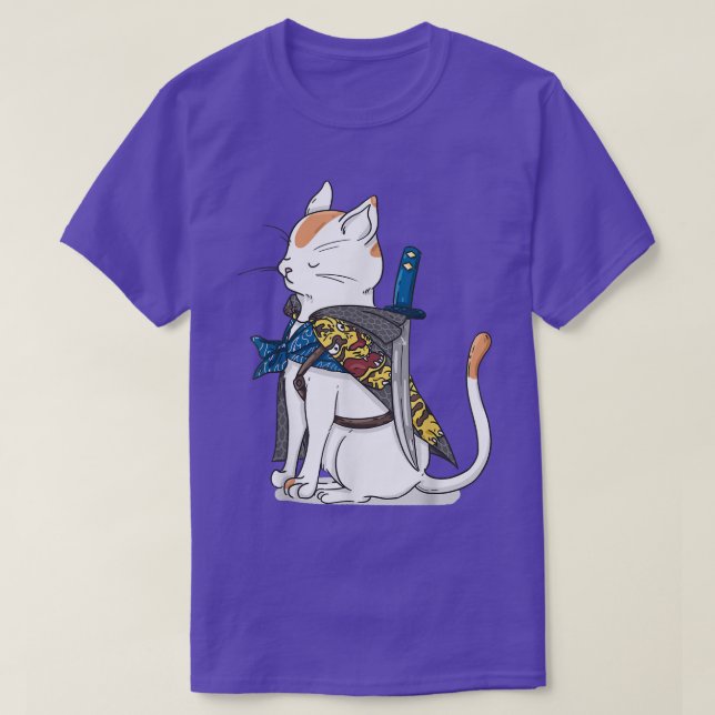 Camiseta Samurai Cat Funny Ninja Design para Proprietários  (Frente do Design)