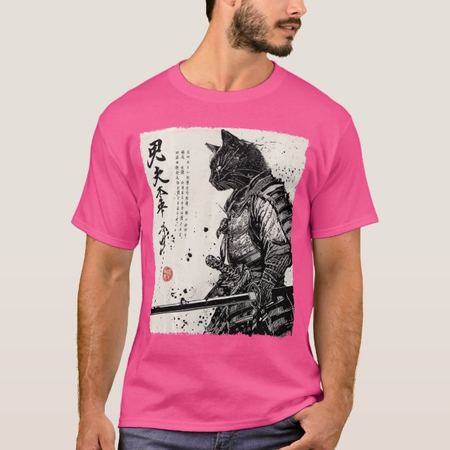Camiseta Samurai Cat Japanese Art Anime Gifts Men Women Kid (Frente)