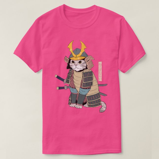 Camiseta Samurai Cat Japonês Cat in Samurai Armor With Kat (Frente do Design)