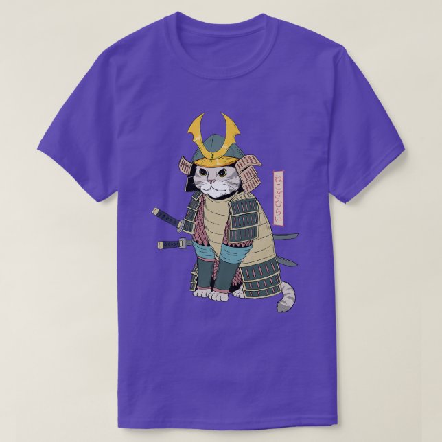 Camiseta Samurai Cat Japonês Cat in Samurai Armor With Kat (Frente do Design)