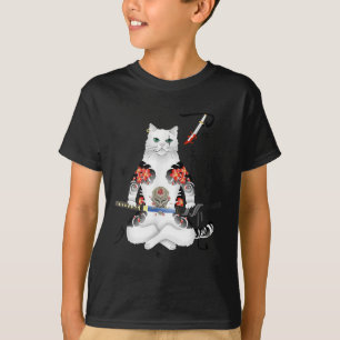 Camiseta Samurai Cat Katana Ninja Yakuza Tattoo