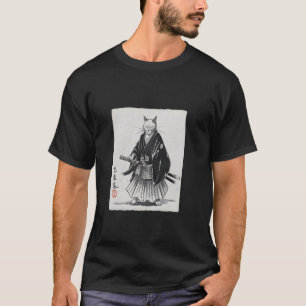 Camiseta Samurai Cat Ukiyo-e Ink Art u2013, guerreiro japon