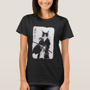 Camiseta Samurai Cat Vintage Japonês Ukiyo-e Warrior Art G