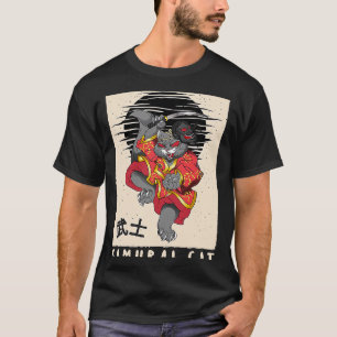 Camiseta Samurai Cat Vintage no Japão