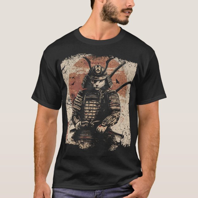 Camiseta Samurai Cat Warrior Art Lovers (Frente)