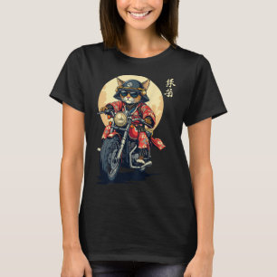 Camiseta Samurai Cat Warrior do Japão Tattoo Kawaii Nin