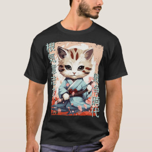 Camiseta Samurai Cat Warrior Japonês Gatinho Ninja Kawaii 1