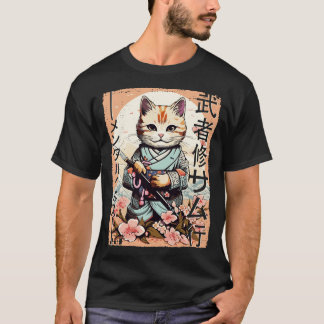 Camiseta Samurai Cat Warrior Japonês Gatinho Ninja Kawaii 3