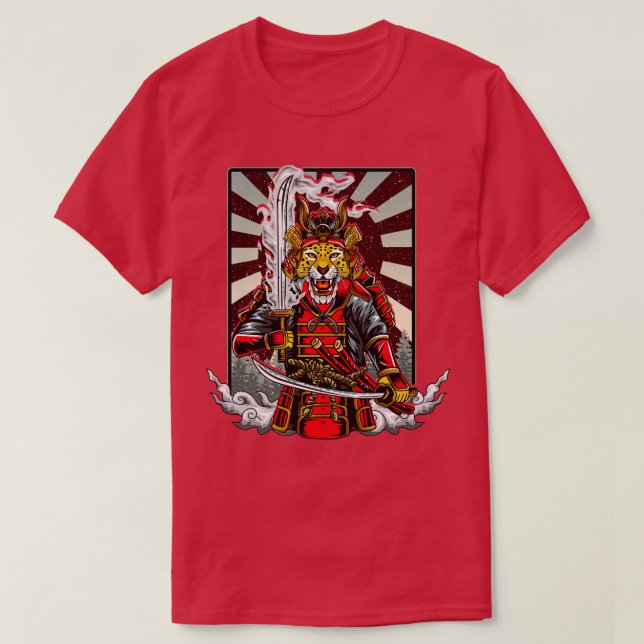 Camiseta Samurai Cheetah Warrior Japão (Frente do Design)