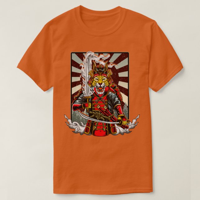 Camiseta Samurai Cheetah Warrior Japão (Frente do Design)