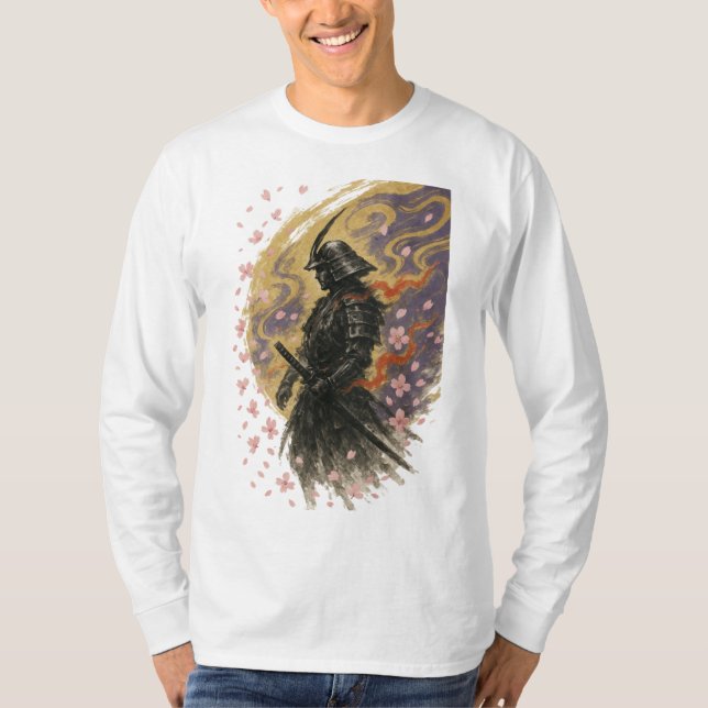 Camiseta 【Samurai Cherry Blossom Long Sleeve T-Shirt】 (Frente)