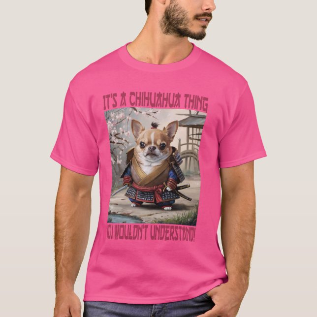 Camiseta Samurai Chihuahua Coisa Cachorro Engraçado (Frente)