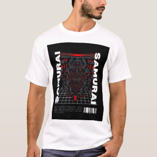 Camiseta "Samurai Clássico: Teto do Guerreiro Negro e Branc