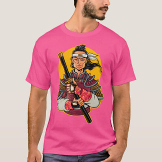 Camiseta Samurai Com Fundo Redondo Amarelo