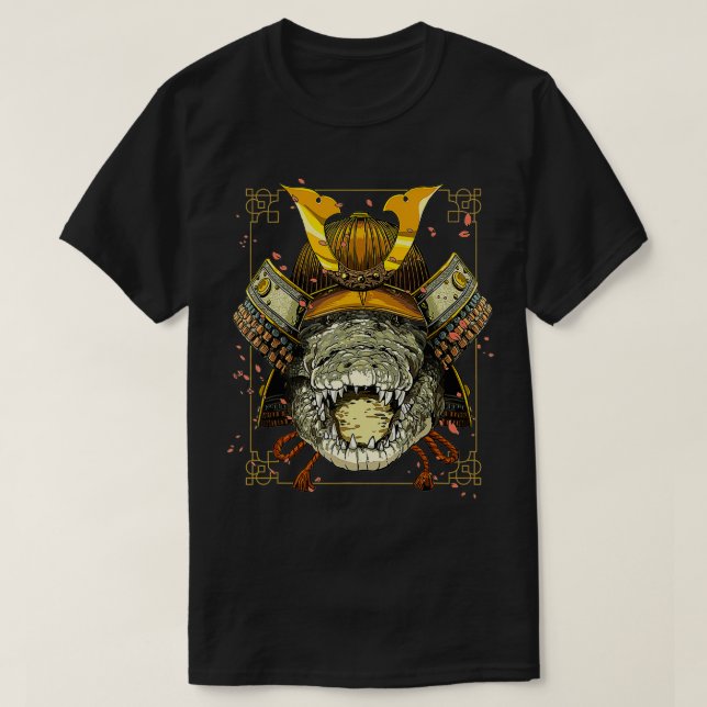 Camiseta Samurai Crocodile Warrior Samurai Amante Mulheres  (Frente do Design)
