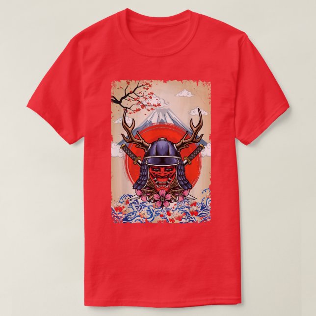 Camiseta Samurai Demon Cherry Blossom (Frente do Design)